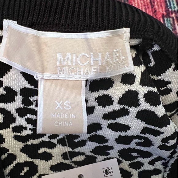 NWT MICHAEL KORS Black/White Leopard Print Sleeveless Ruffle Mini Dress Sz XS - Picture 11 of 13